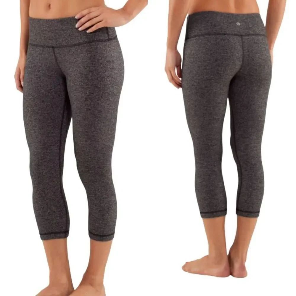 LULULEMON Wunder Under Crop Heathered Herringbone Leggings Size 4